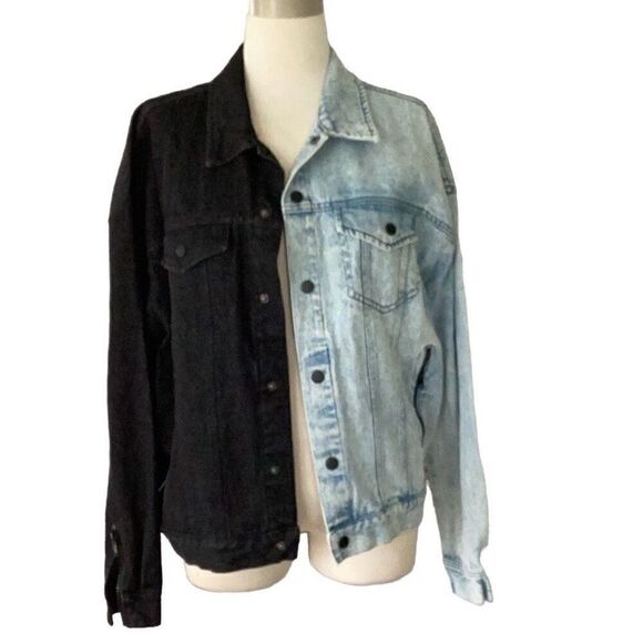 True IMG Two Tone Denim Truck Jacket Women’s Small Jean & Black - Picture 4 of 12